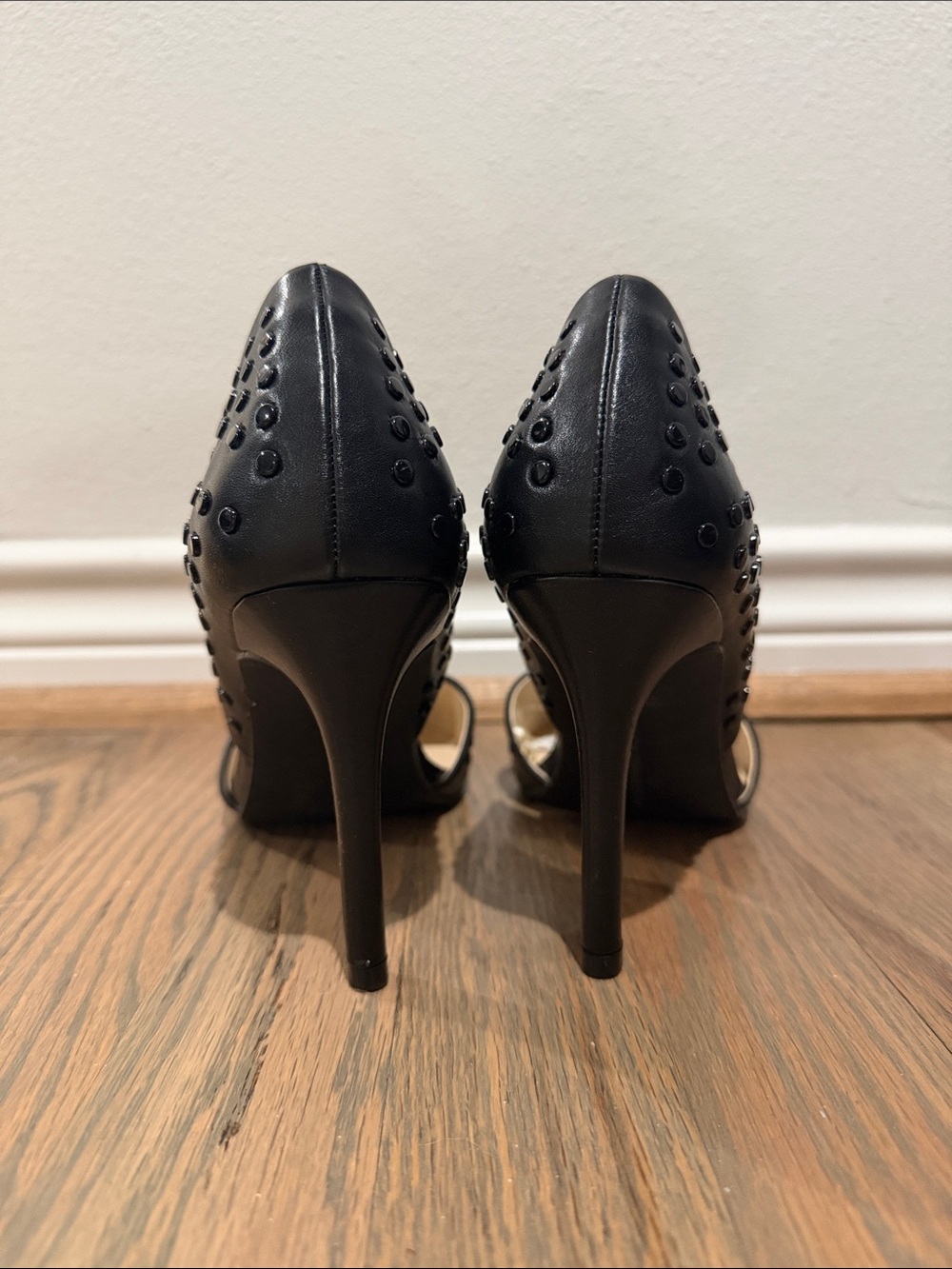 French Connection Black Studded Pointed-Toe D'Orsay Pumps - Picture 4 of 5
